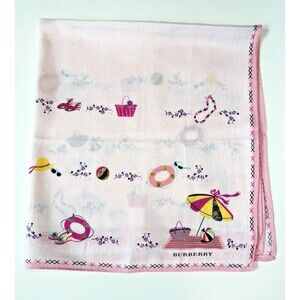 Burberry Scarf Pink w/ Nova Check Accents & Beach/Summer Theme Y2K